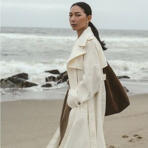 Banana Republic Ivory Cream linen trench coat sz XS